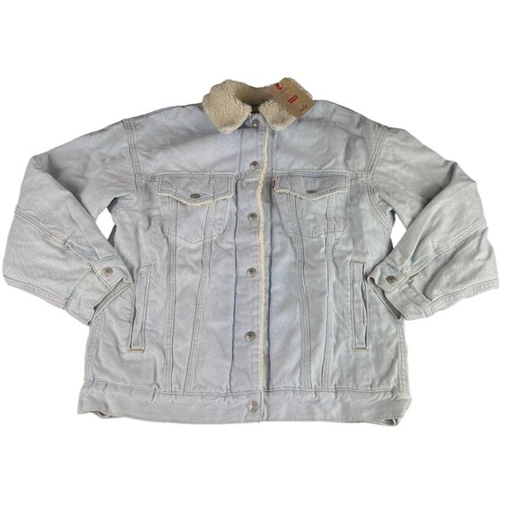 Levi's Silvertab Light Blue Sherpa Denim Jacket Men's Sizes S - L - Picture 1 of 3